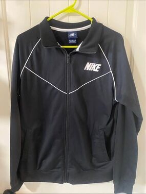 Nike Black Track Bomber Jacket with White Piping